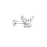Piercing de orelha borboleta em ouro maciço 14K