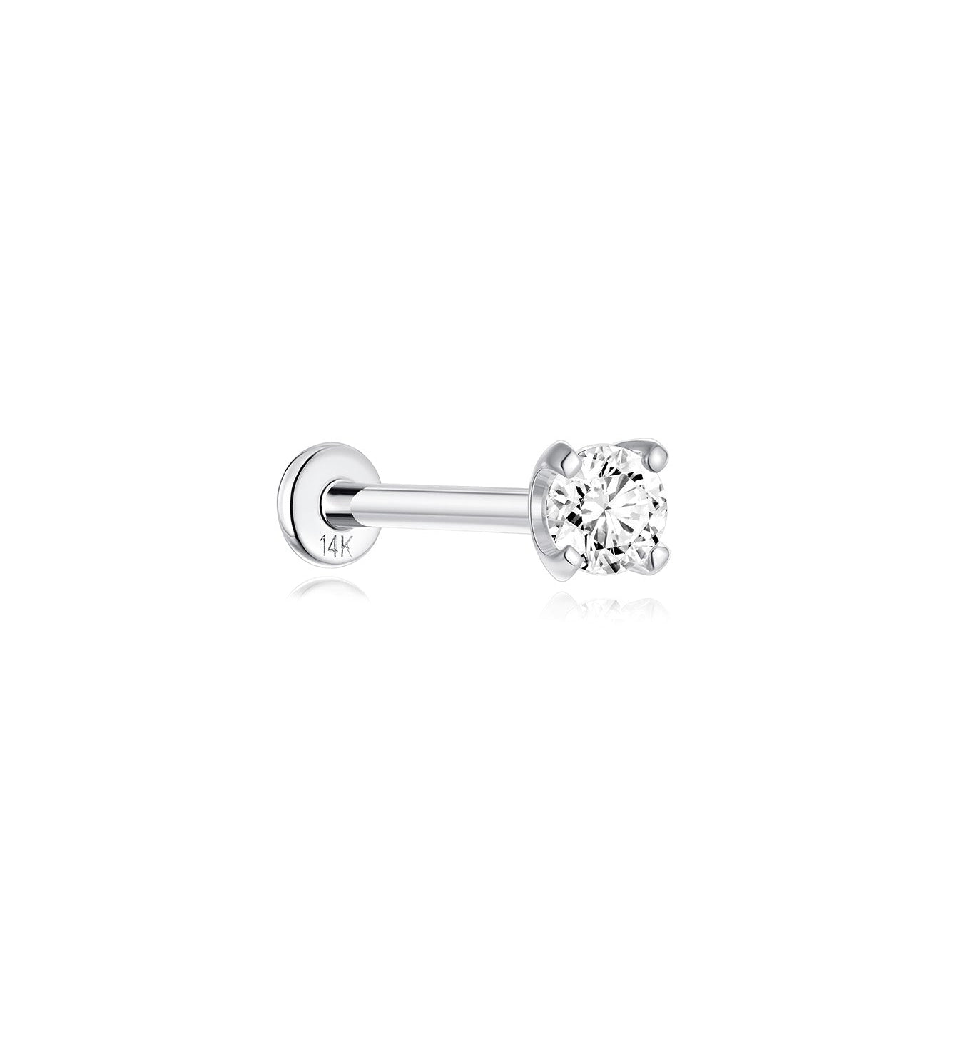 Mini piercing de orelha clássico de ouro maciço 14K 3MM