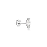 Piercing de orelha com fio de zircão em folha de ouro maciço 14K