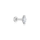 Piercing de orelha com fio de zircão em folha de ouro maciço 14K