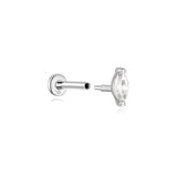 Piercing de orelha com fio de zircão em folha de ouro maciço 14K