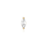 Piercing de orelha com fio de zircão em folha de ouro maciço 14K
