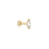 Piercing de orelha com fio de zircão em folha de ouro maciço 14K