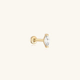 Piercing de orelha com fio de zircão em folha de ouro maciço 14K