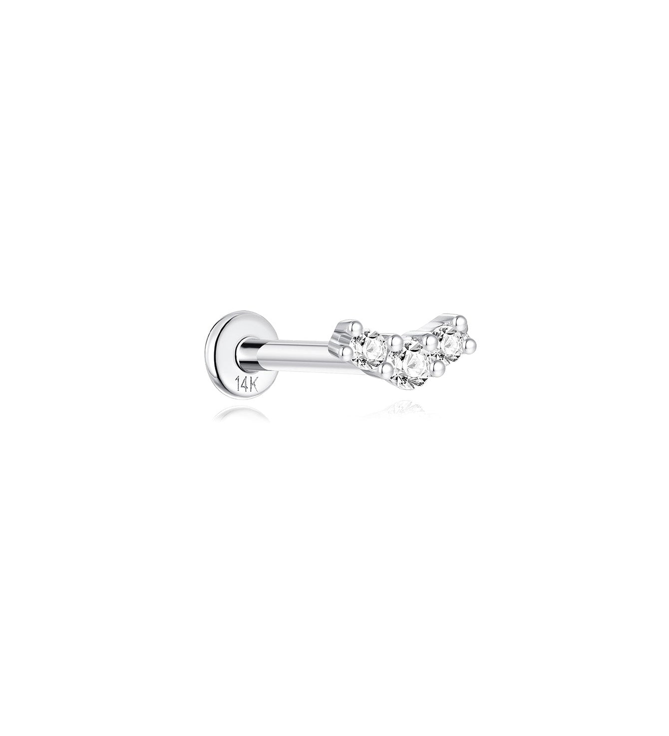 Piercing de orelha curvado em ouro maciço 14K