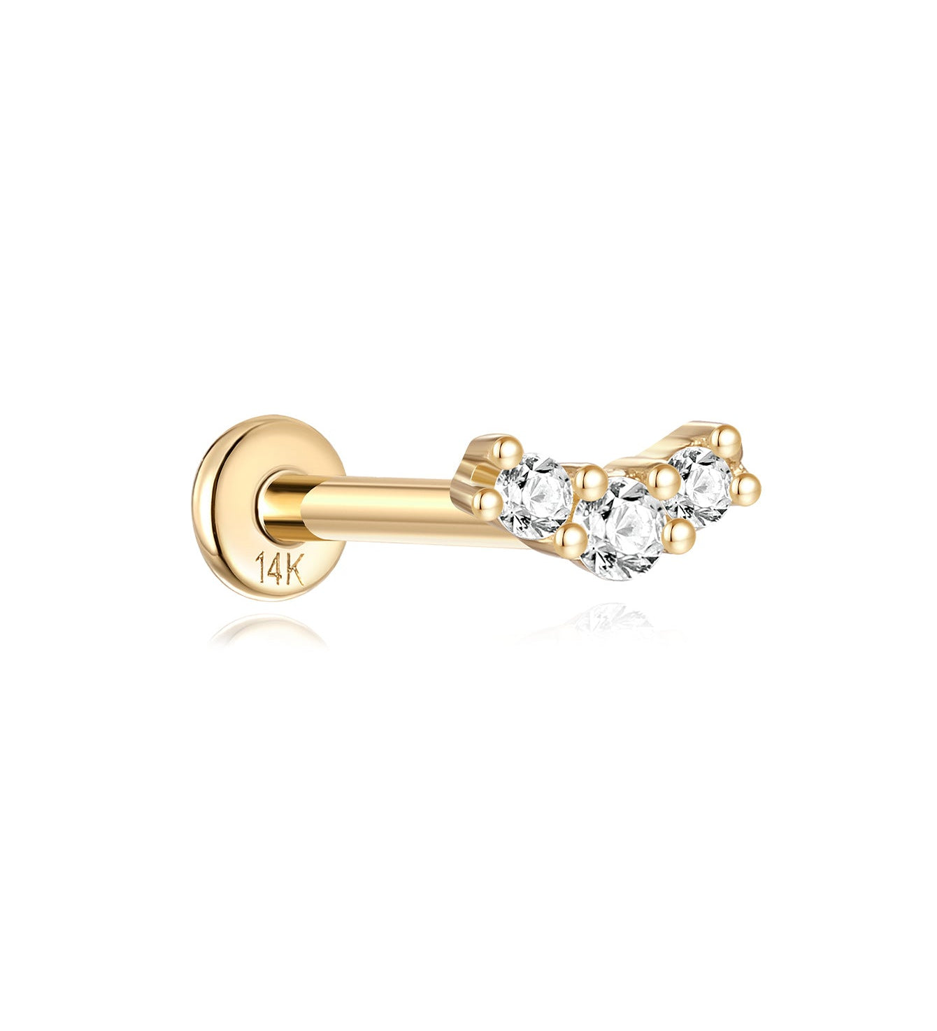 Piercing de orelha curvado em ouro maciço 14K