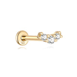 Piercing de orelha curvado em ouro maciço 14K