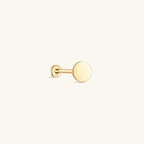 Piercing de orelha com rosca de disco plano de ouro maciço 14K