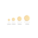 Piercing de orelha com rosca de disco plano de ouro maciço 14K