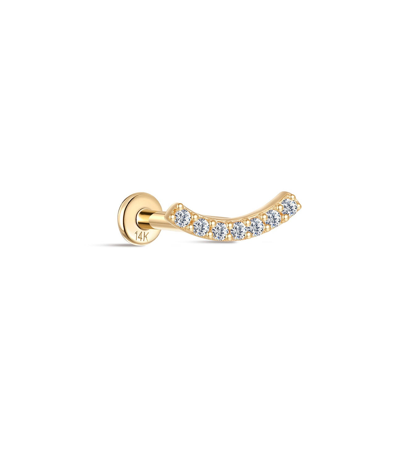 Piercing de orelha crescente em ouro maciço 14K