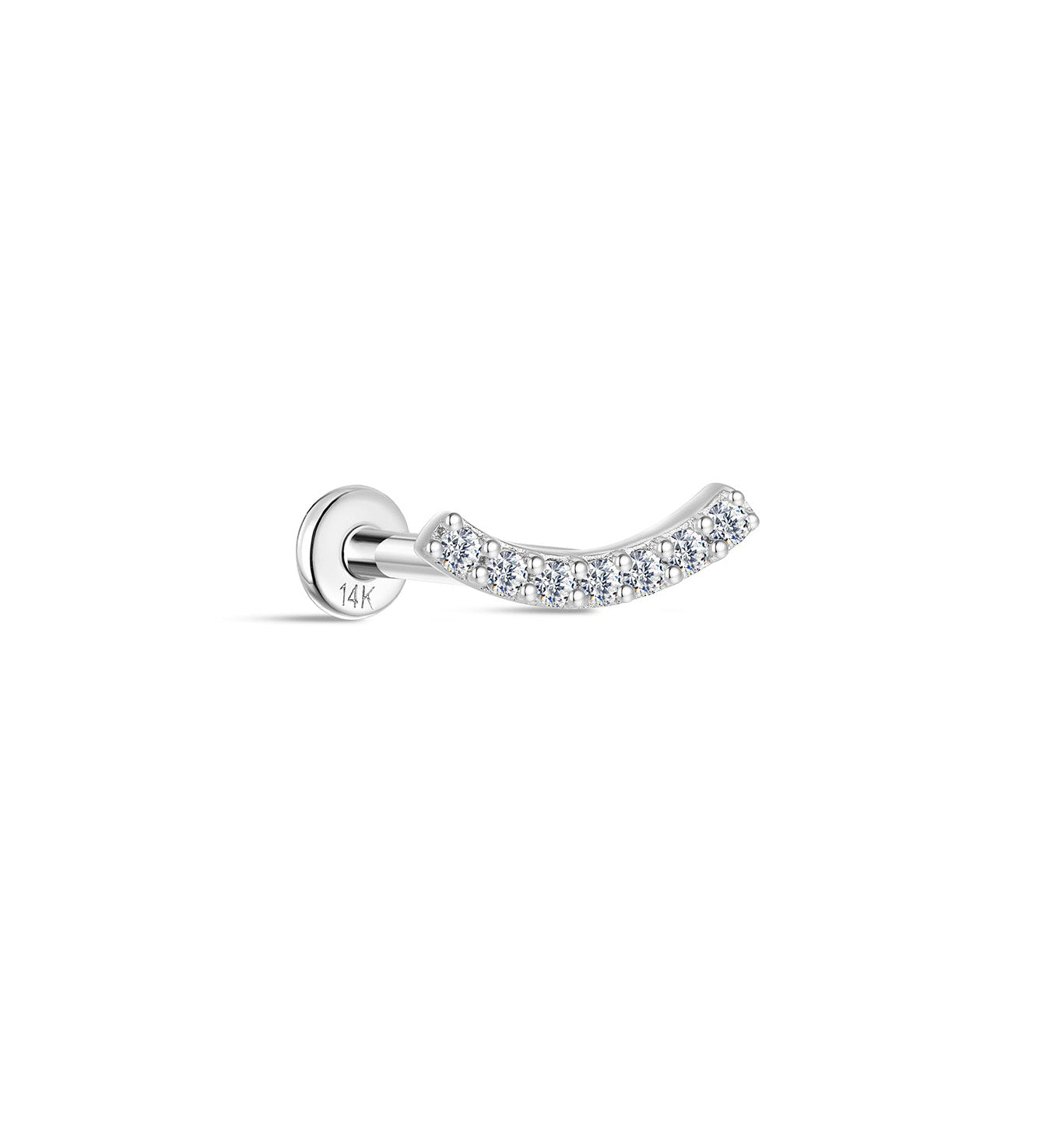 Piercing de orelha crescente em ouro maciço 14K