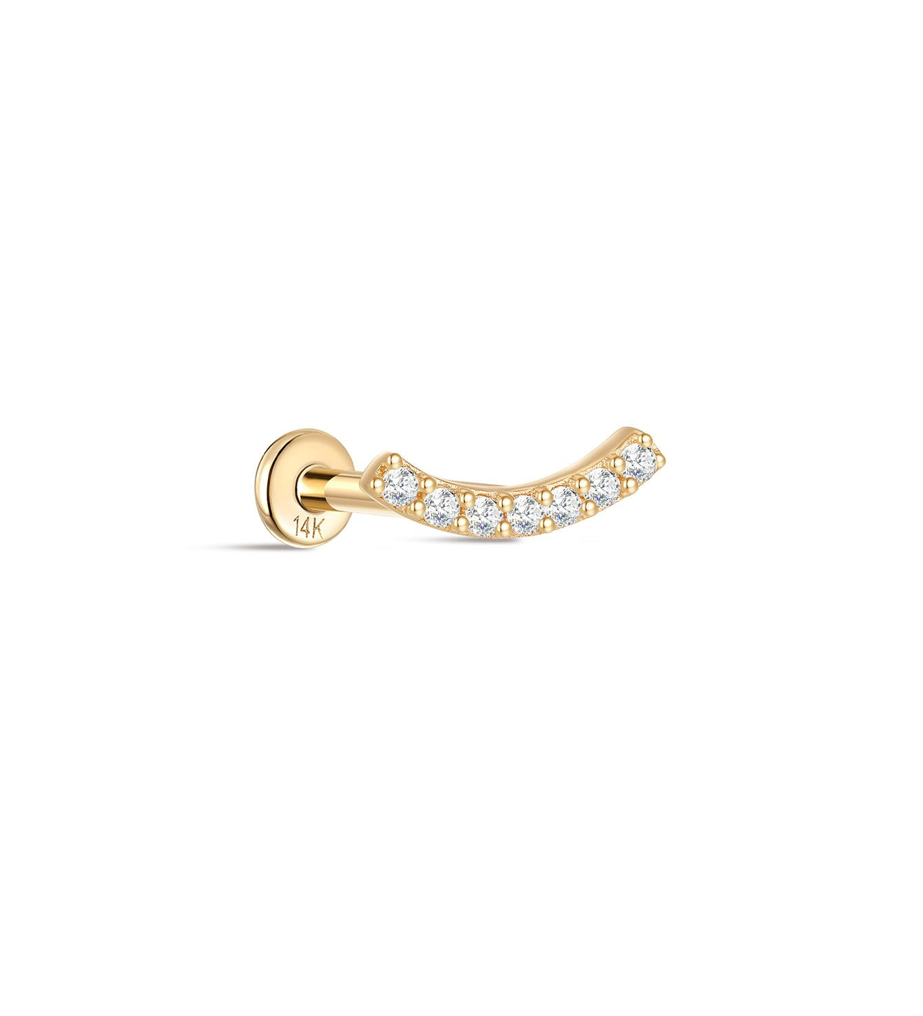 Piercing de orelha crescente em ouro maciço 14K