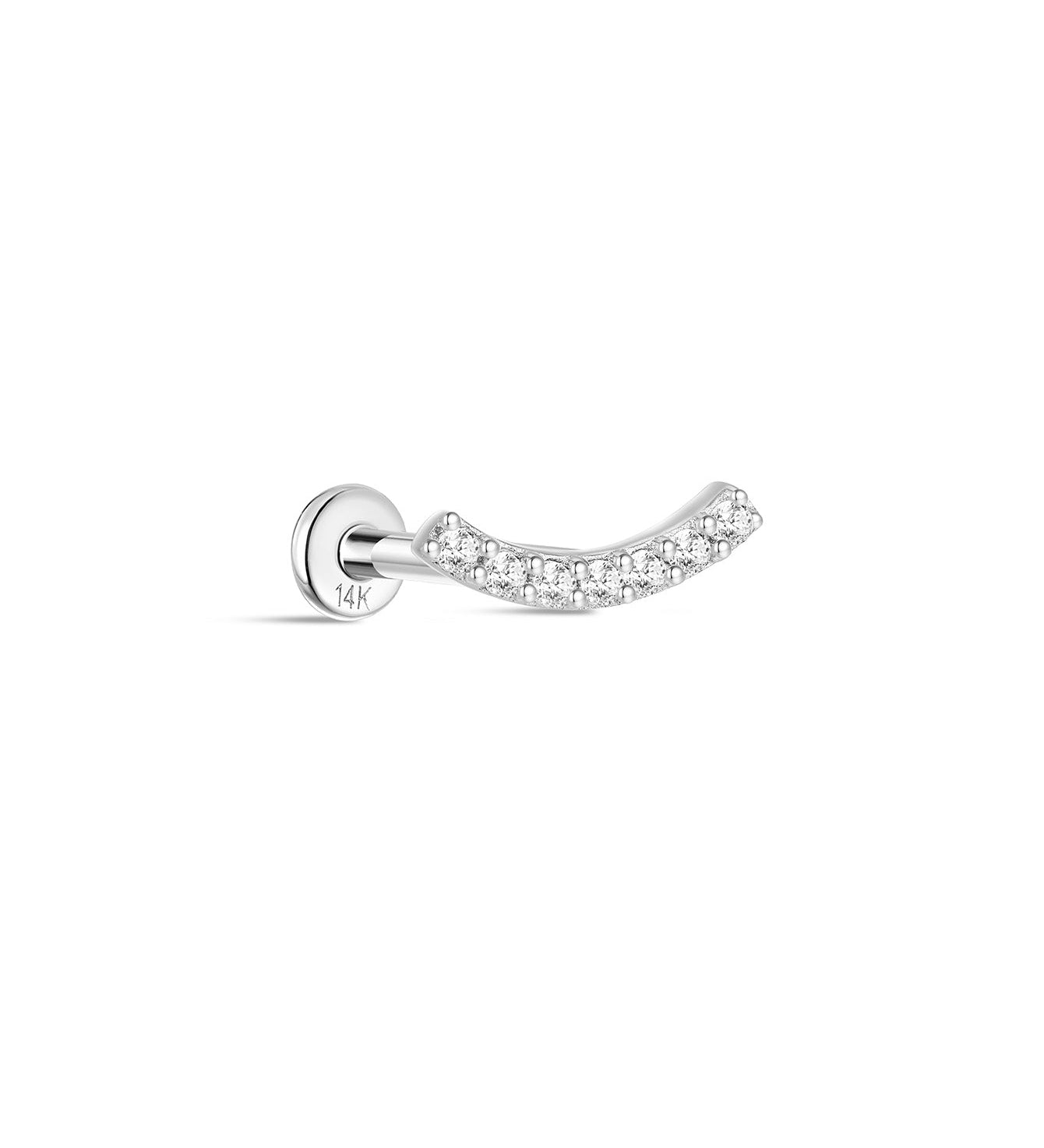 Piercing de orelha crescente em ouro maciço 14K