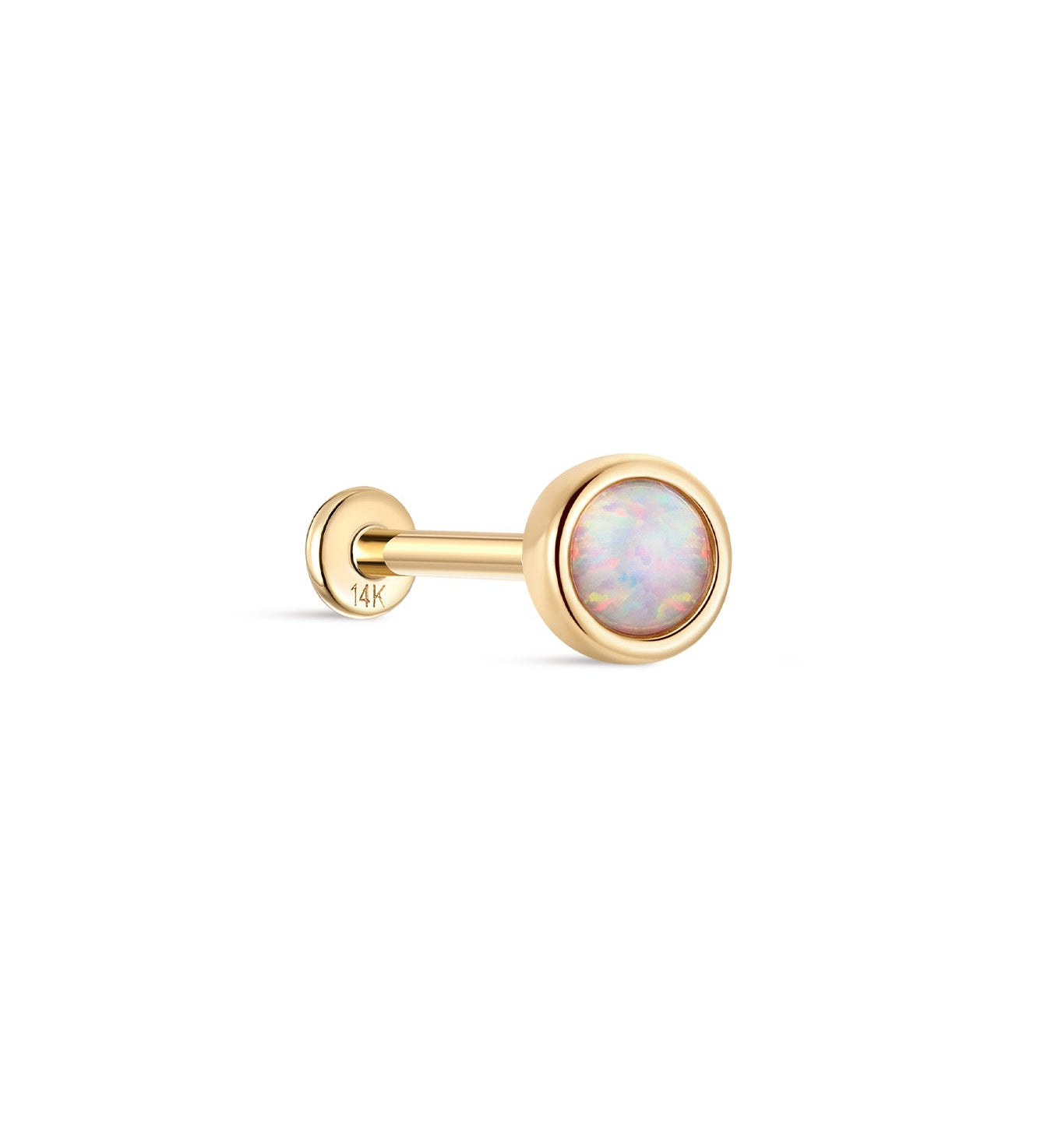 Piercing de orelha em opala em ouro maciço 14K