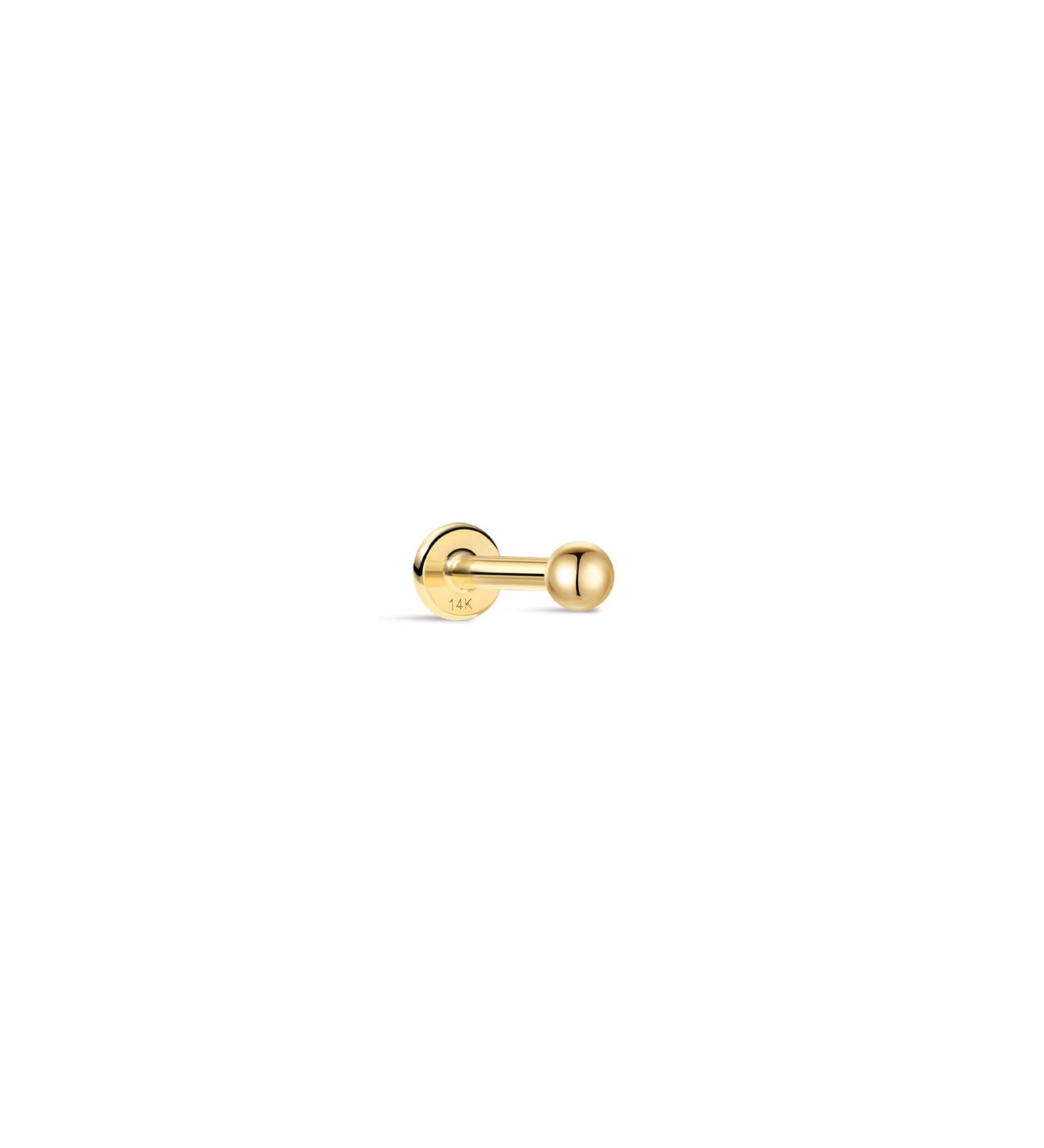 Piercing de orelha redondo clássico em ouro maciço 14K
