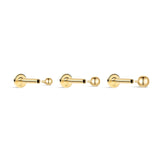 Piercing de orelha redondo clássico em ouro maciço 14K