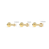 Piercing de orelha redondo clássico em ouro maciço 14K