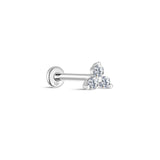Piercing de orelha brilhante Trinity em ouro maciço 14K