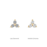 Piercing de orelha brilhante Trinity em ouro maciço 14K