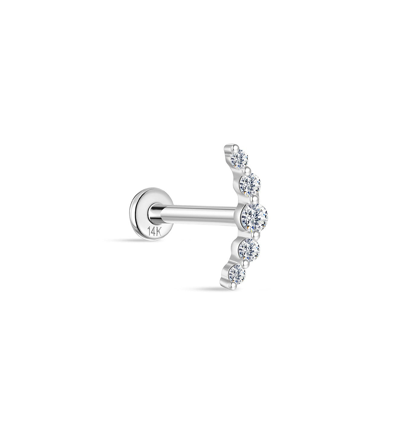 Piercing de orelha crescente em ouro maciço 14K