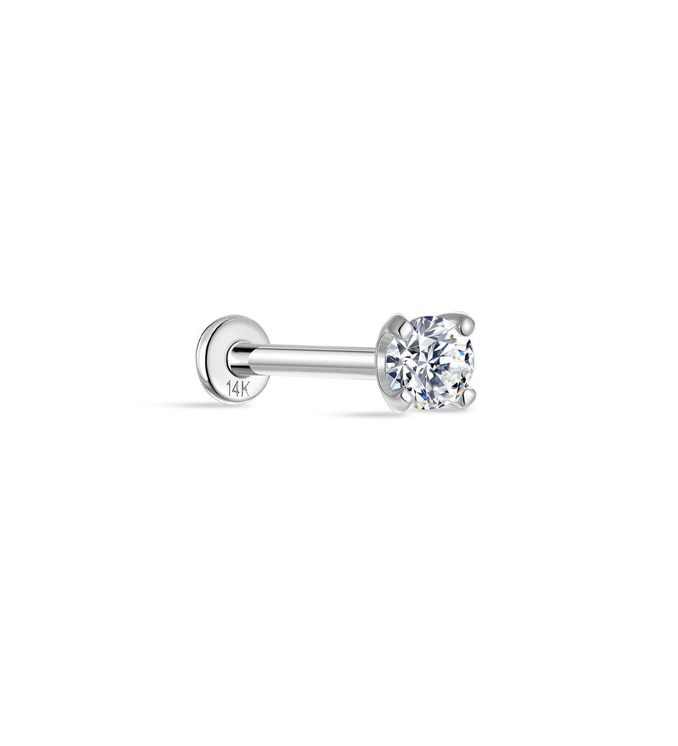 Mini piercing de orelha clássico de ouro maciço 14K 3MM