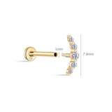 Piercing de orelha crescente em ouro maciço 14K