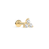 Piercing de orelha brilhante Trinity em ouro maciço 14K