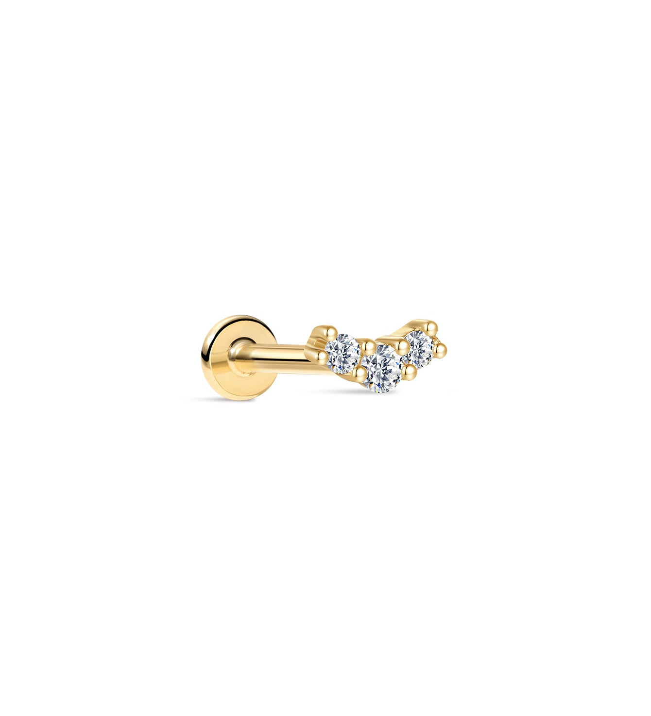 Piercing de orelha curvado em ouro maciço 14K