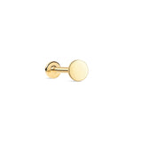 Piercing de orelha com rosca de disco plano de ouro maciço 14K