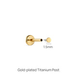 Piercing de orelha com rosca de disco plano de ouro maciço 14K