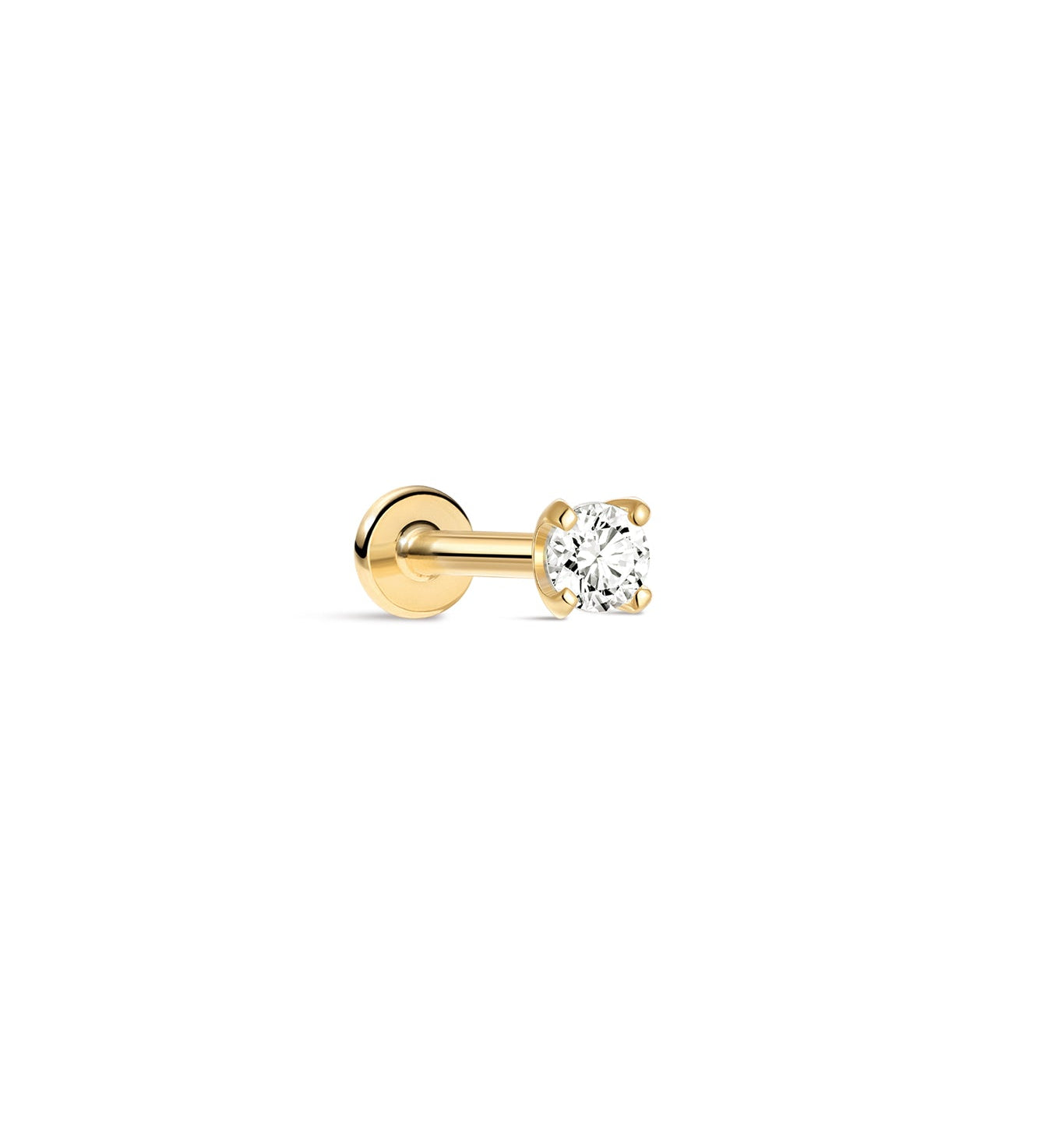 Mini piercing de orelha clássico de ouro maciço 14K 3MM
