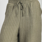 Khaki Stripe Wide Leg Trousers
