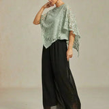 Straight Leg Pant With Chiffon Split Leg Overlay