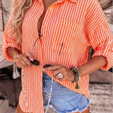 Oversized Stripe Blouse Orange