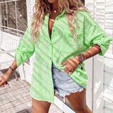 Oversized Stripe Blouse Green