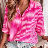 Oversized Stripe Blouse Fuchsia