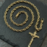 Gold Filled Crusifix Pendant On A 6mm Rope Chain