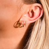 Pavé Layered Hoops & Flora Crystal Hoops Set in Gold