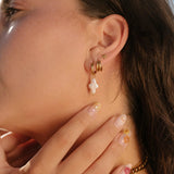 Cross Pearl Hoop Charm