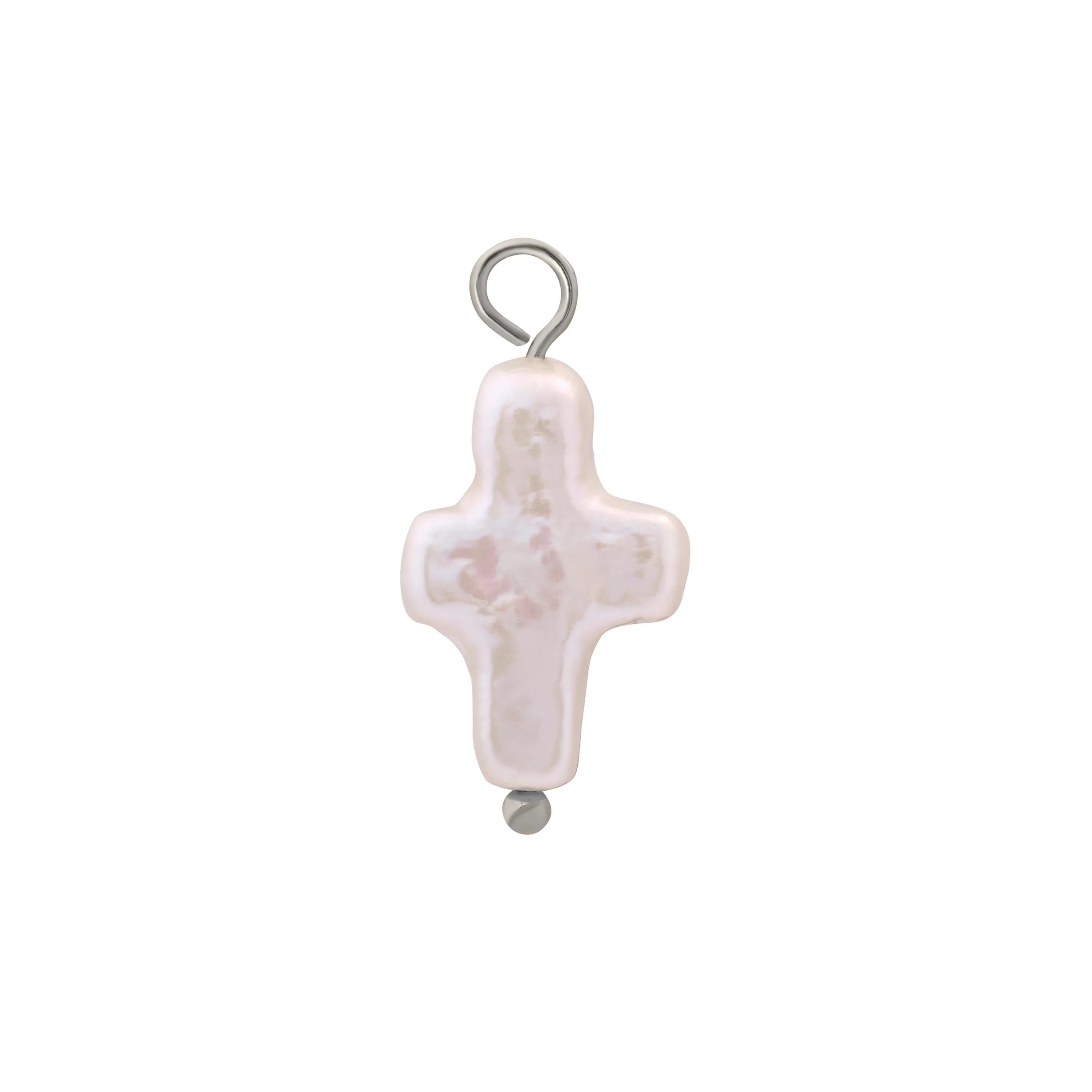 Cross Pearl Hoop Charm