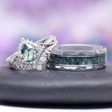 Green Moss Agate Wedding Band in Tungsten Carbide (8mm)