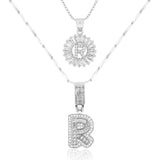 2pc 14k Diamond Letter Initial Necklaces