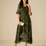 Ruffle Flutter Lace Maxi Dress