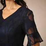 Ruffle Flutter Lace Maxi Dress