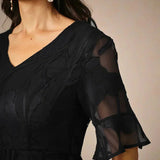 Ruffle Flutter Lace Maxi Dress