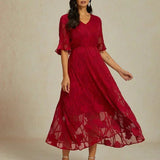 Ruffle Flutter Lace Maxi Dress
