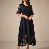 Ruffle Flutter Lace Maxi Dress
