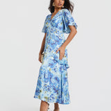 Blue Floral Midi Dress