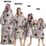 Winter Extra Long Hoodies for Women Homewear Adult Cartoon Sweatshirt Big Pocket Pullover Soft Cosy Wearable Oversized Blankets