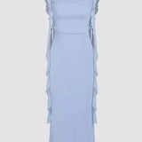 Sensational Dress Backless Spaghetti Strap Dress Monochrome Adjustable Sash Dress Lightweight Summery Bohemian Dresses